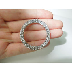 8.75 Carats Ladies Circle Of Life Real Diamond Pendant White Gold Jewelry