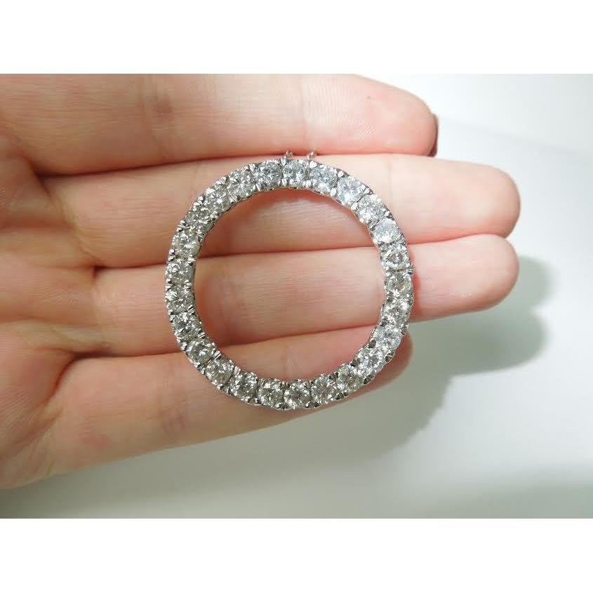 8.75 Carats Ladies Circle Of Life Diamond Pendant White Gold Jewelry
