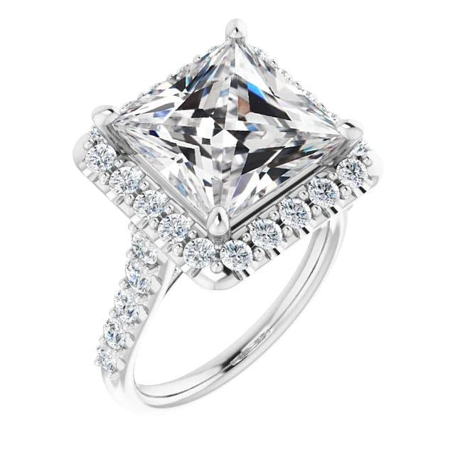 8.75 Carats Round & Square Genuine Cut Old Miner Diamond Halo Ring Gold