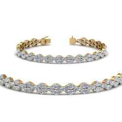 8.80 Ct Marquise Cut Real Diamond Tennis Bracelet Solid Yellow Gold 14K