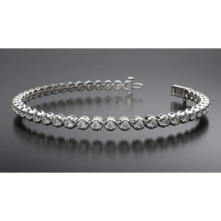 8.80 Real Round Diamond Tennis Bracelet 44 Stones White Gold 14K