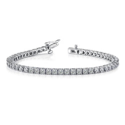 8.85 Carats Sparkling Prong Set Genuine Diamonds Tennis Bracelet 14K Gold