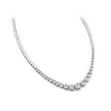 8 Carats Bezel Set Real Diamonds Necklace White Gold 14K
