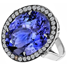 9.01 Carat Oval Tanzanite And Natural Earth Mined Diamonds Wedding Ring Gold White 14K