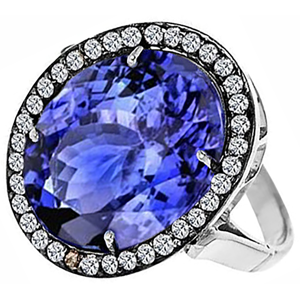 9.01 Carat Oval Tanzanite And Natural Earth Mined Diamonds Wedding Ring Gold White 14K