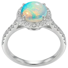 natural round opal 9.40ct ring top view