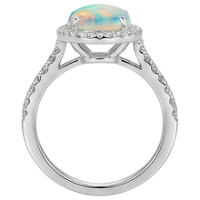 natural round opal 9.40ct ring with diamond accents