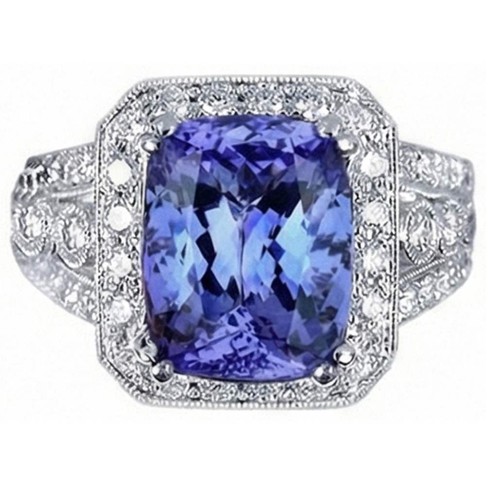 natural round tanzanite 9.50ct ring side angle