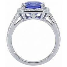 natural round tanzanite 9.50ct ring profile view