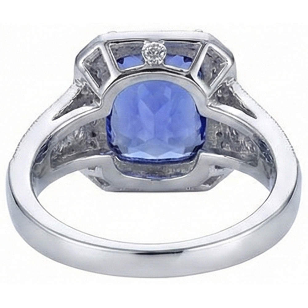 natural round tanzanite 9.50ct ring with diamond accents