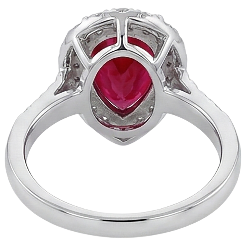 natural round ruby 9.50ct ring on white background