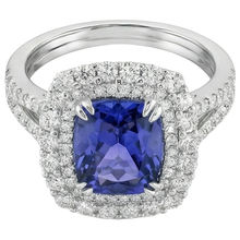 natural round tanzanite 9.50ct ring profile view