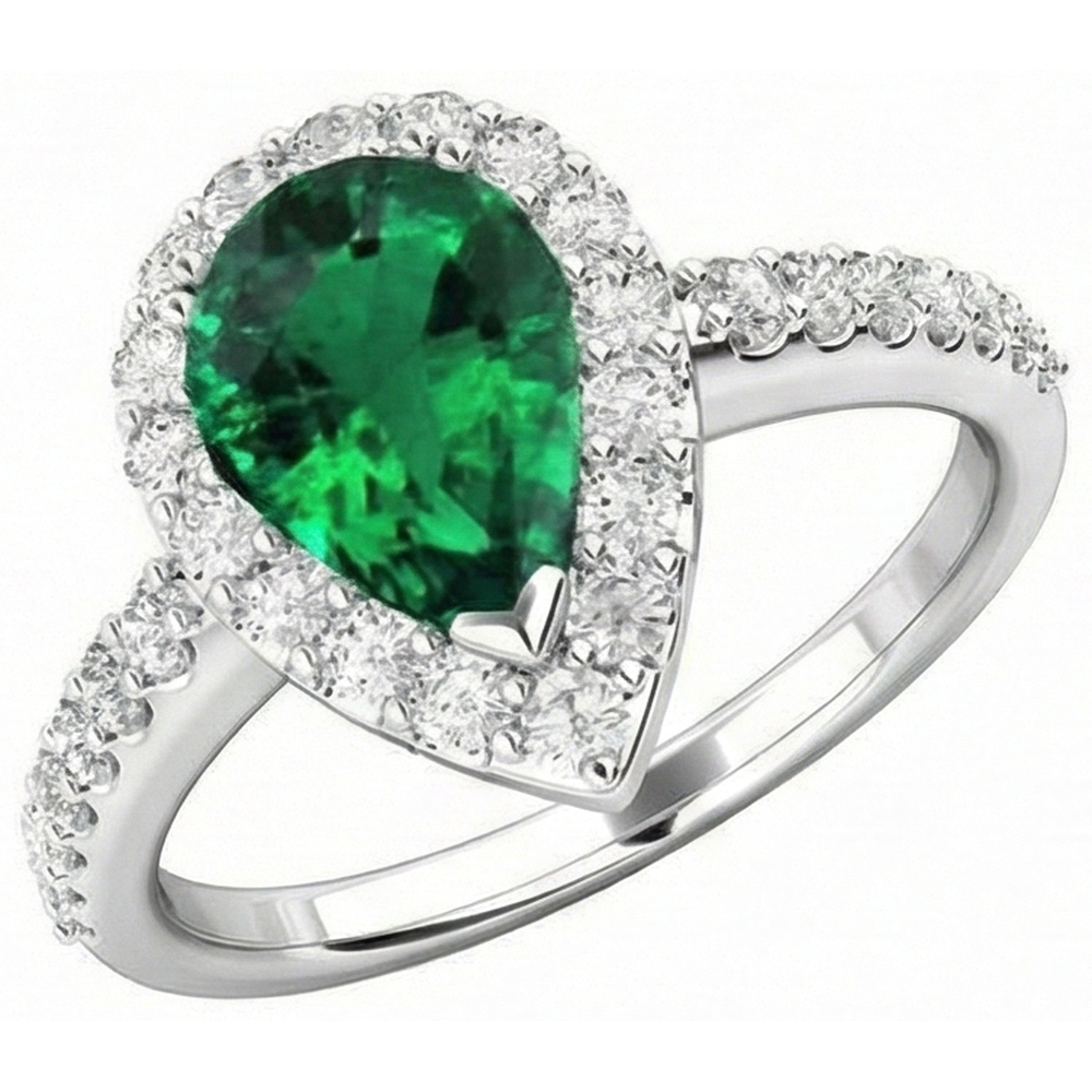 natural round emerald 9.50ct ring close up detail