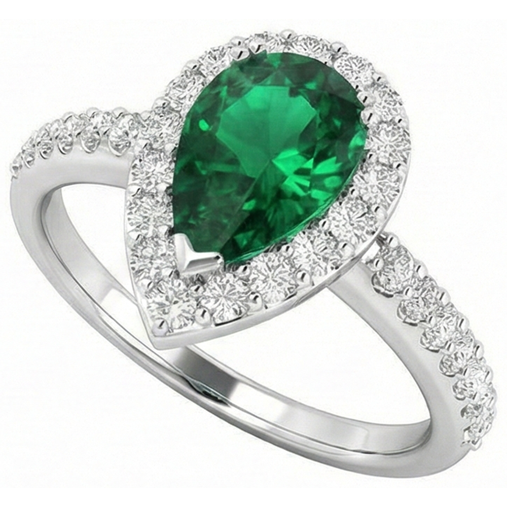 natural round emerald 9.50ct ring side angle