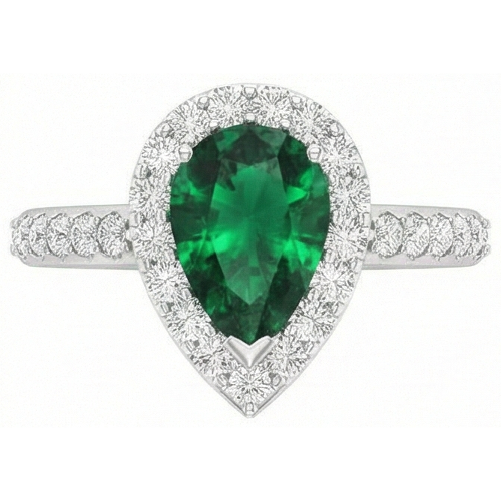 natural round emerald 9.50ct ring top view