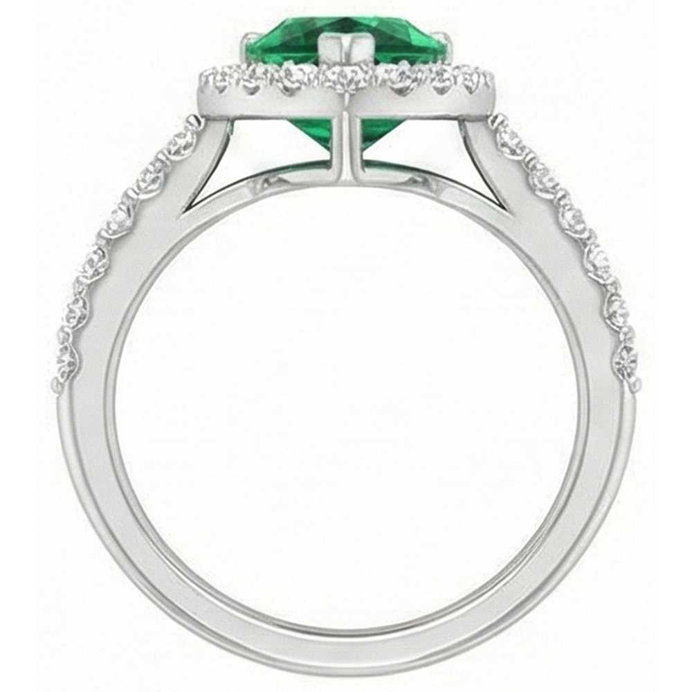 natural round emerald 9.50ct ring on white background