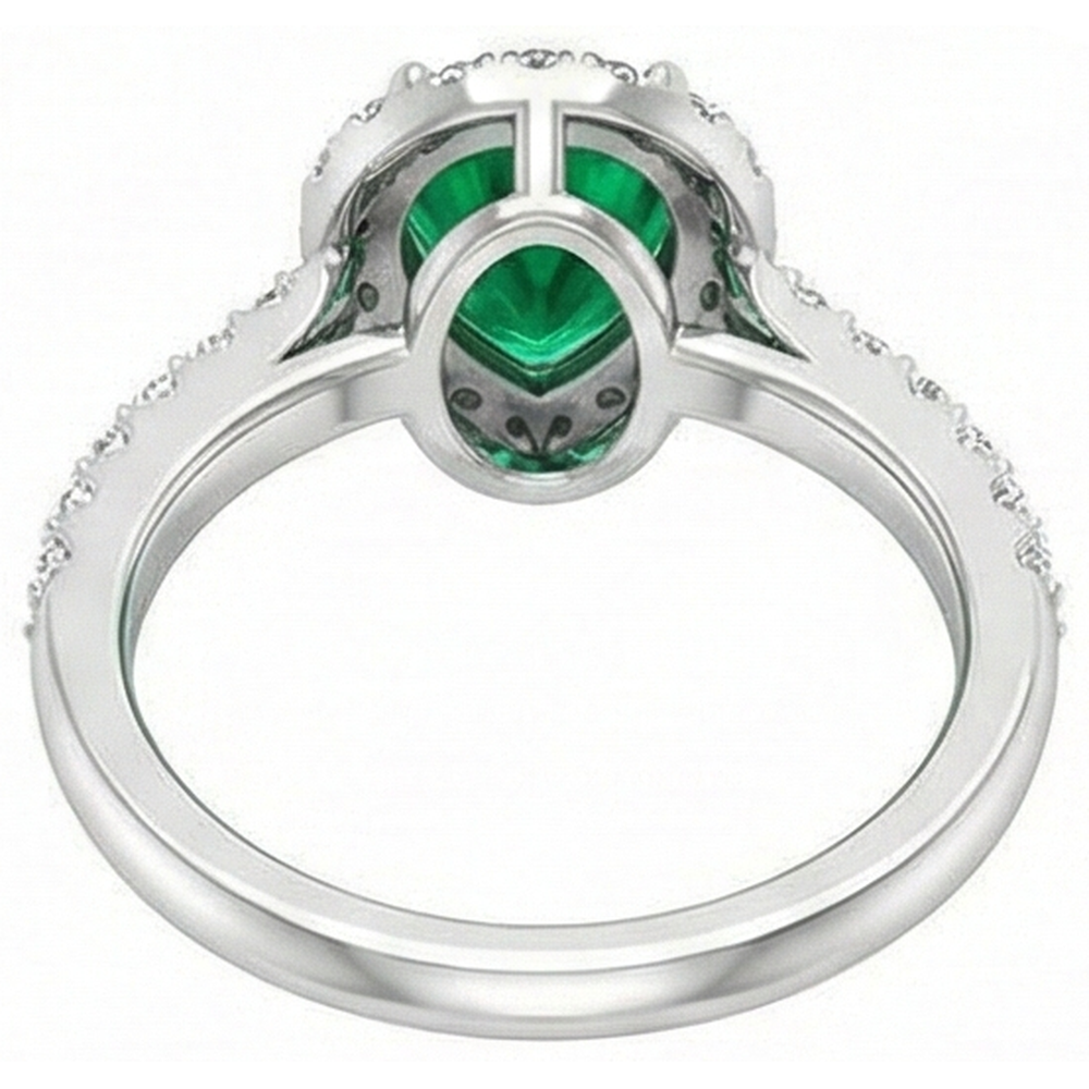natural round emerald 9.50ct ring with diamond accents