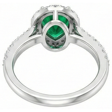 natural round emerald 9.50ct ring with diamond accents