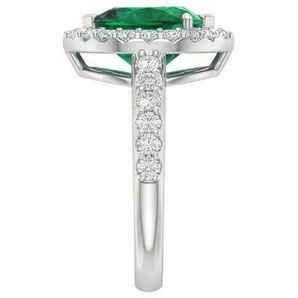 natural round emerald 9.50ct ring profile view