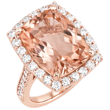 9.50 Ct Halo Morganite With Natural Earth Mined Diamonds Wedding Ring Rose Gold