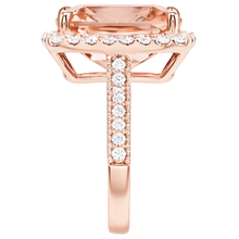 9.50 Ct Halo Morganite With Natural Earth Mined Diamonds Wedding Ring Rose Gold