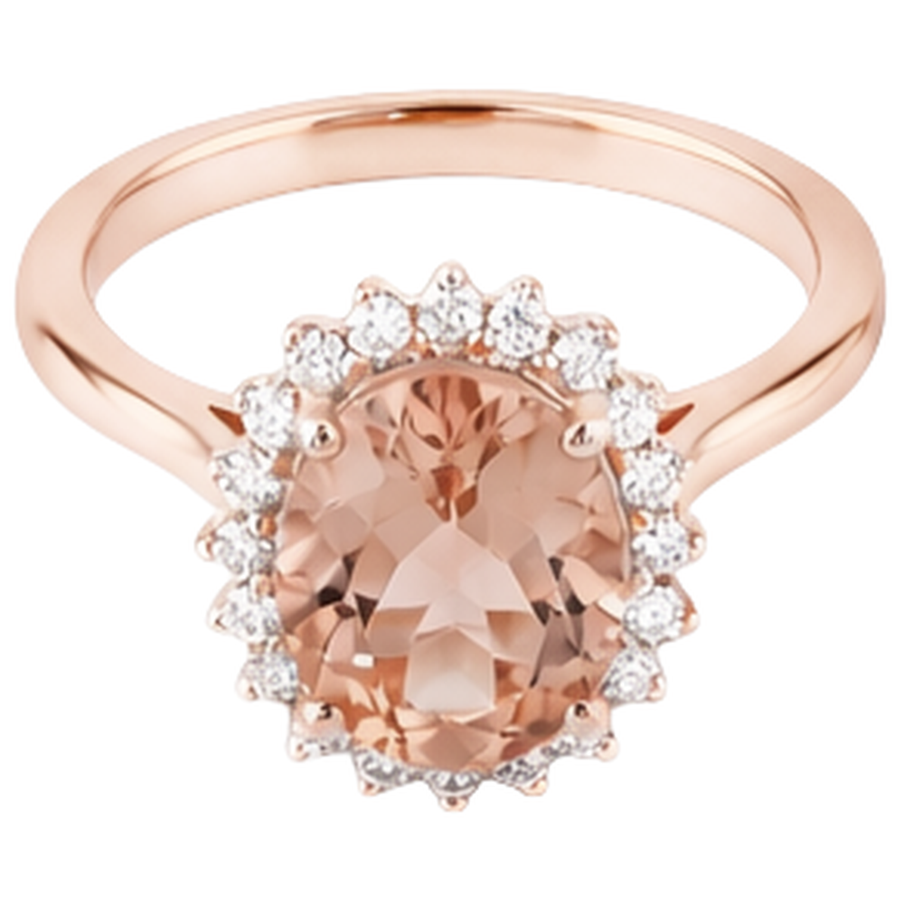 9.50 Ct Morganite With Natural Earth Mined Diamonds Anniversary Ring Gold Rose 14K