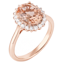 9.50 Ct Morganite With Natural Earth Mined Diamonds Anniversary Ring Gold Rose 14K