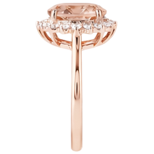 9.50 Ct Morganite With Natural Earth Mined Diamonds Anniversary Ring Gold Rose 14K