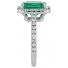 9.65 Ct Big Green Emerald And Small Natural Earth Mined Diamonds Wedding Ring White Gold