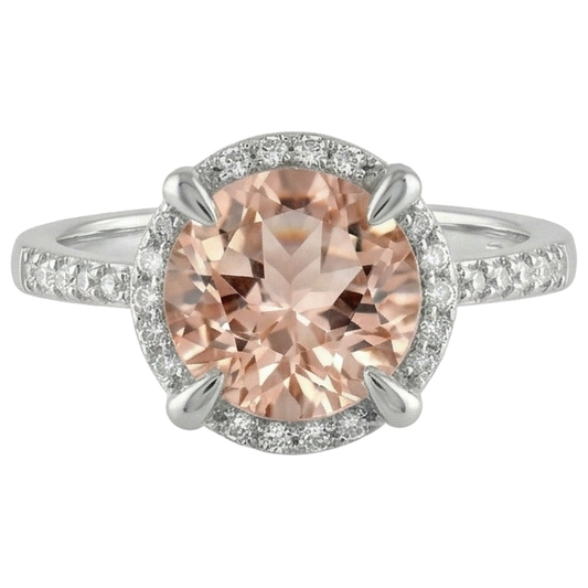 natural round morganite 9.75ct ring side angle