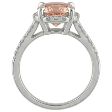 natural round morganite 9.75ct ring on white background