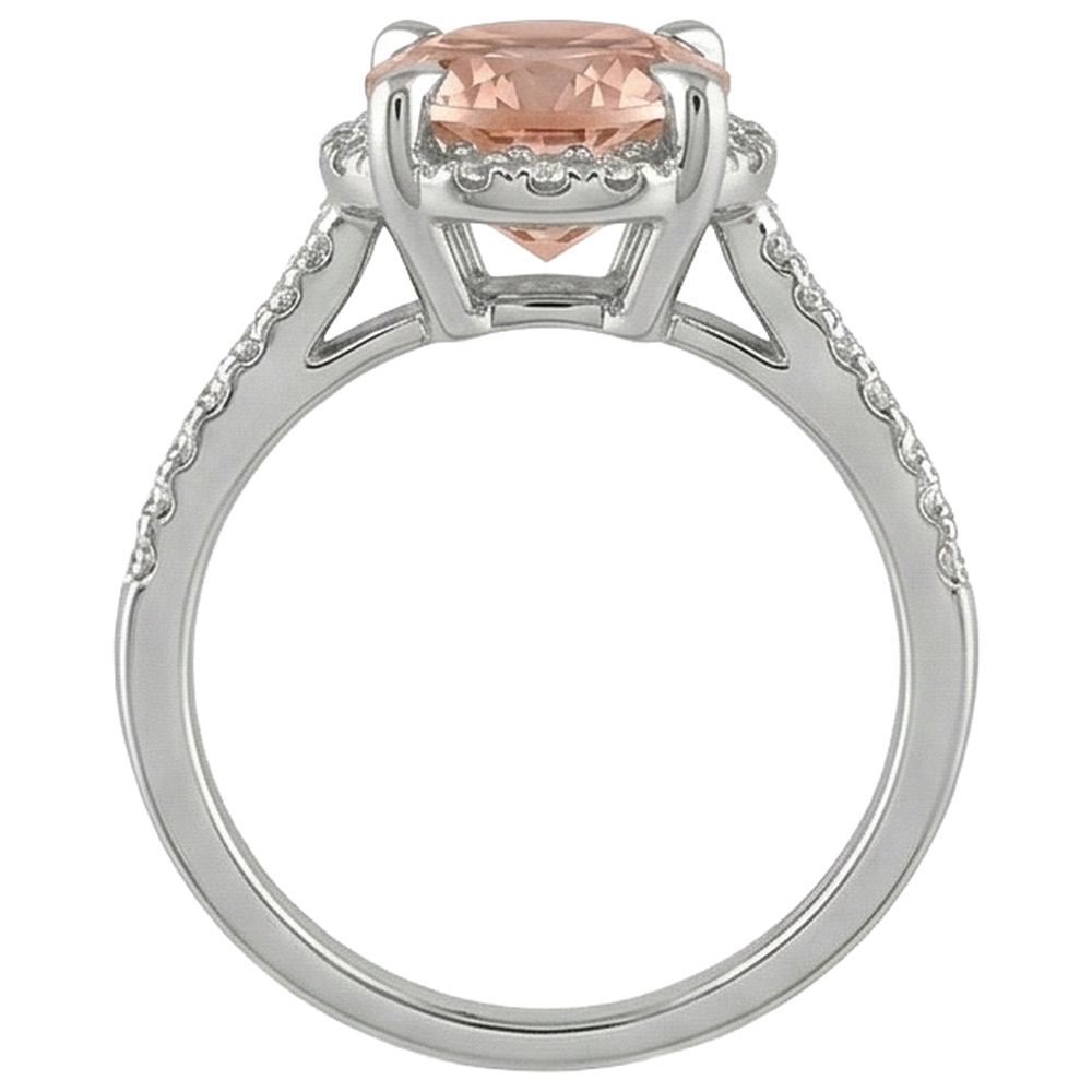 natural round morganite 9.75ct ring on white background