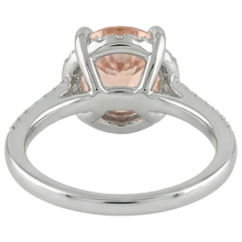 natural round morganite 9.75ct ring with diamond accents