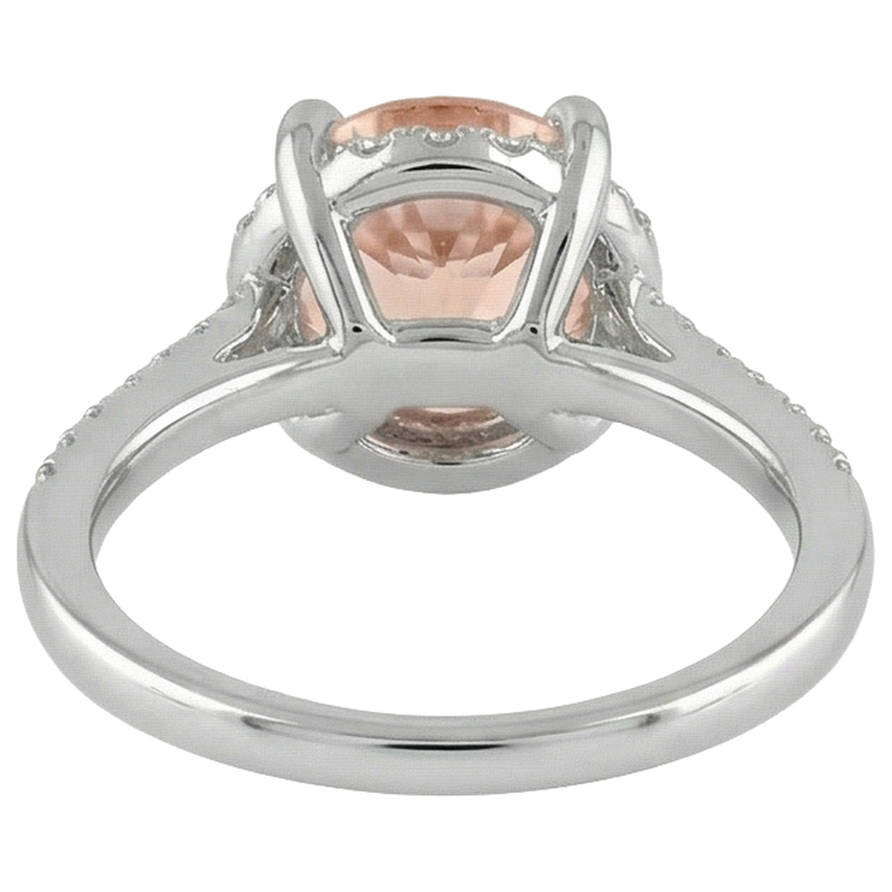 natural round morganite 9.75ct ring with diamond accents