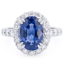 9.75 Ct Ceylon Sapphire And Natural Earth Mined Diamonds Anniversary Ring