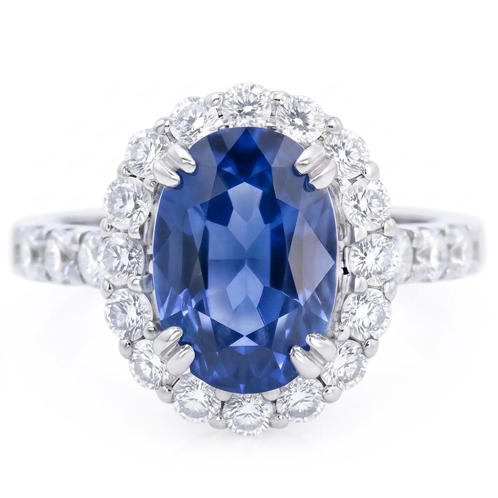9.75 Ct Ceylon Sapphire And Natural Earth Mined Diamonds Anniversary Ring