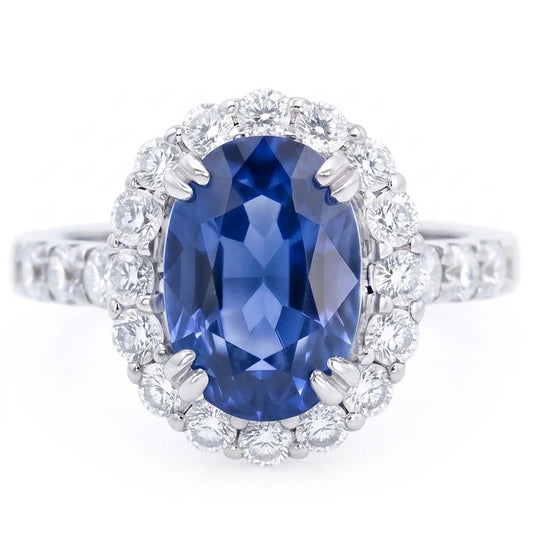 9.75 Ct Ceylon Sapphire And Natural Earth Mined Diamonds Anniversary Ring