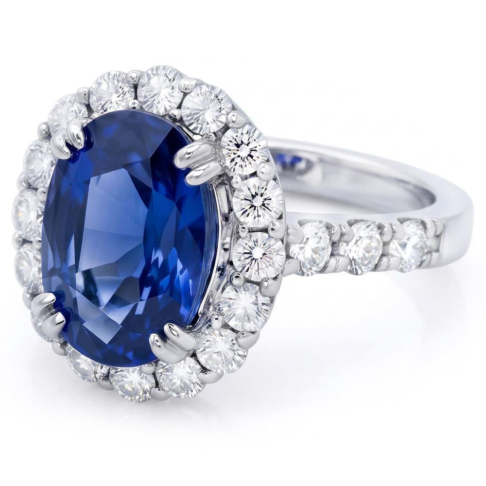 9.75 Ct Ceylon Sapphire And Natural Earth Mined Diamonds Anniversary Ring