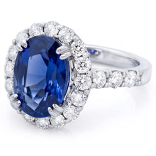9.75 Ct Ceylon Sapphire And Natural Earth Mined Diamonds Anniversary Ring