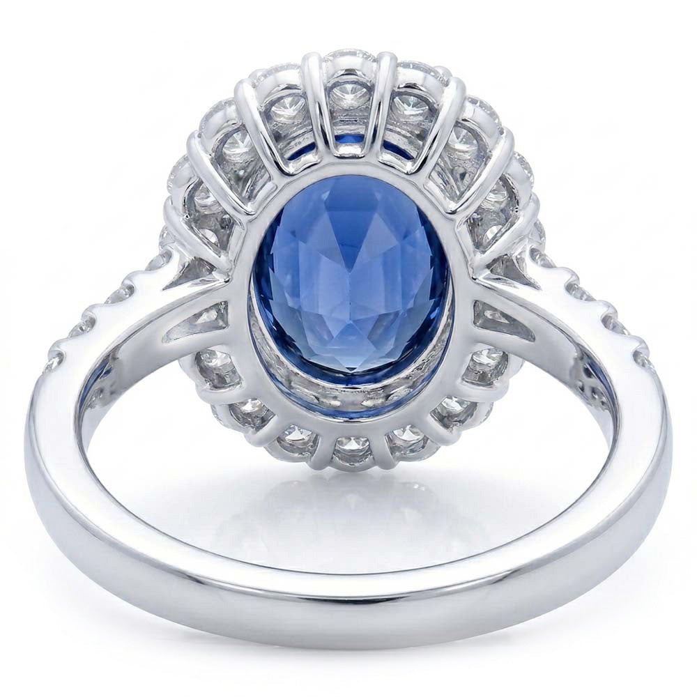 9.75 Ct Ceylon Sapphire And Natural Earth Mined Diamonds Anniversary Ring