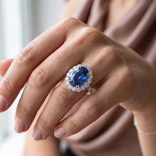 9.75 Ct Ceylon Sapphire And Natural Earth Mined Diamonds Anniversary Ring