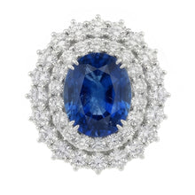 9.75 Ct Sri Lanka Blue Sapphire Natural Earth Mined Diamonds Anniversary Ring White Gold