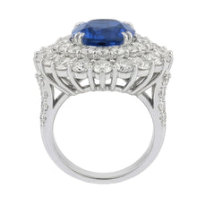 9.75 Ct Sri Lanka Blue Sapphire Natural Earth Mined Diamonds Anniversary Ring White Gold