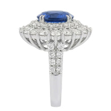 9.75 Ct Sri Lanka Blue Sapphire Natural Earth Mined Diamonds Anniversary Ring White Gold