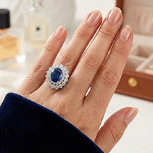 9.75 Ct Sri Lanka Blue Sapphire Natural Earth Mined Diamonds Anniversary Ring White Gold