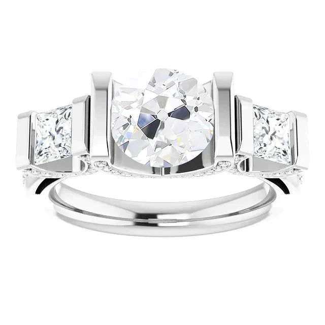 9 Carat Bar Set Natural Diamond Ring