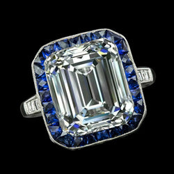 9 Carat Emerald Natural Diamond Sapphire Ring