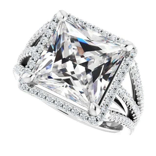 9 Carat Princess Real Diamond Split Shank Ring