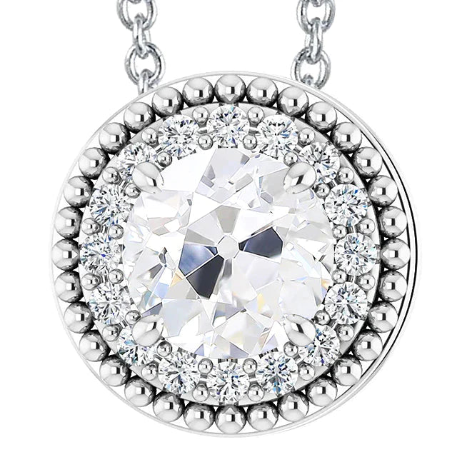 9 Carat Round Genuine Diamond Halo Pendant