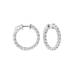 9 Carat Round Genuine Diamond Small Hoop Earrings